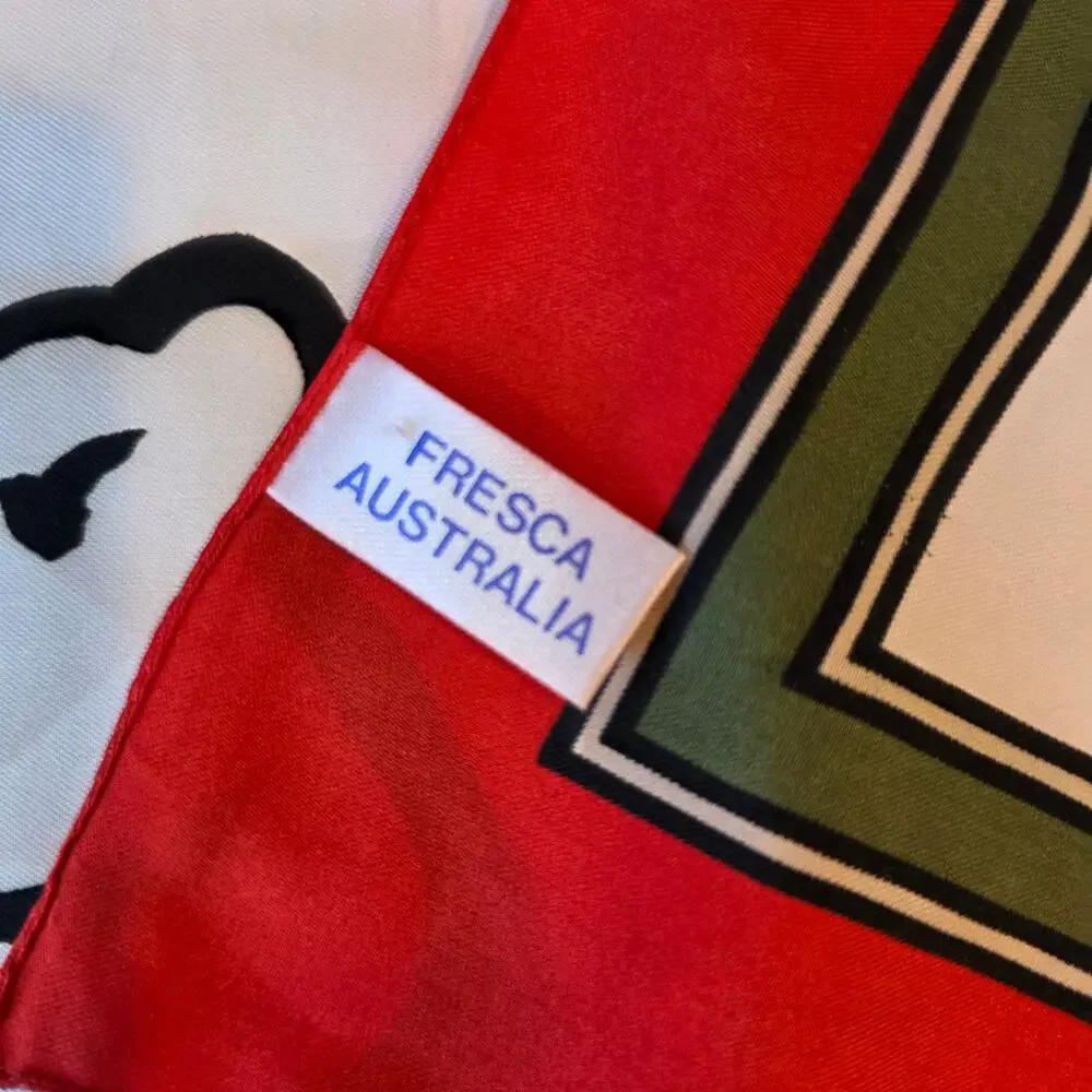 Fresca Australia Weiss Koala Print Polyester Square Scarf Red Green White